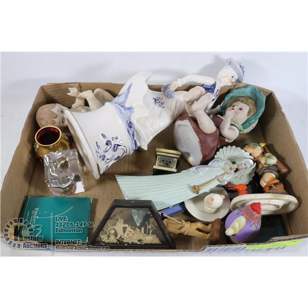 LOT OF ESTATE FIGURINES INCLUDING STAINED GLASS,