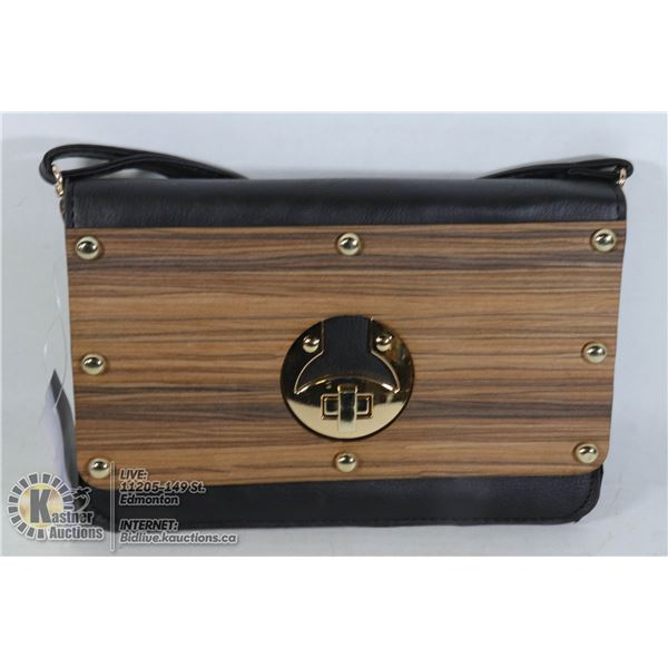 LEATHER STYLE HANDBAG WITH MAGNETIC CLASP