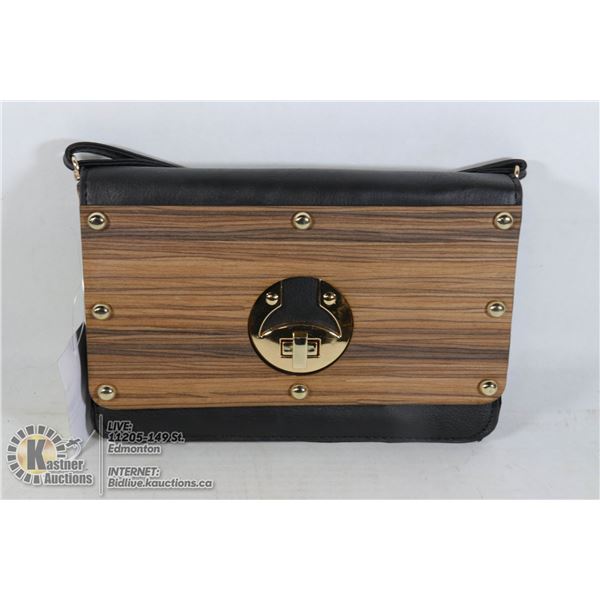 LEATHER STYLE HANDBAG WITH MAGNETIC CLASP