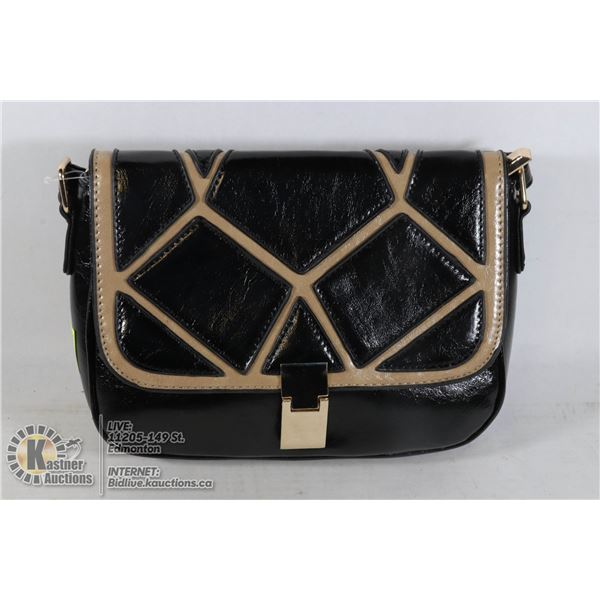 LEATHER STYLE HANDBAG WITH MAGNETIC CLASP