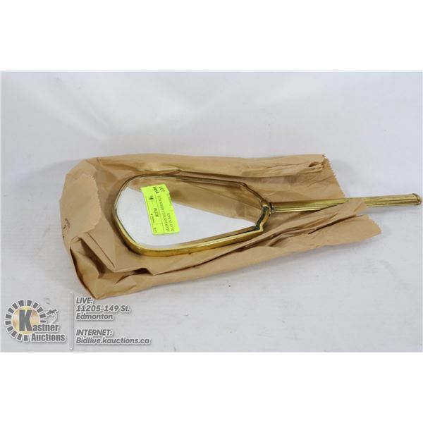 BRASS HANDHELD MIRROR WITH INLAY ON BACK