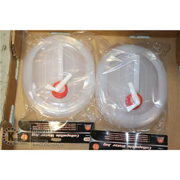 2 NEW 1-1/4 GALLON COLLAPSIBLE WATER JUGS