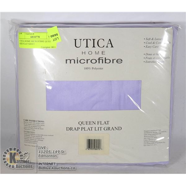 UTICA HOME MICROFIBRE QUEEN SIZE FLAT SHEET