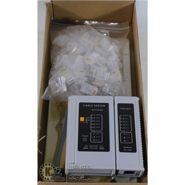 3 IN 1 CRIMPING TOOL WITH CABLE TESTER & CAPS