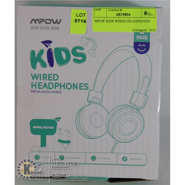 MPOW KIDS WIRED HEADPHONES