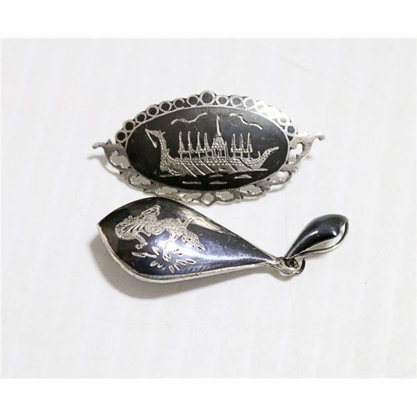 1930'S SIAMESE .925 STERLING SILVER BROOCH