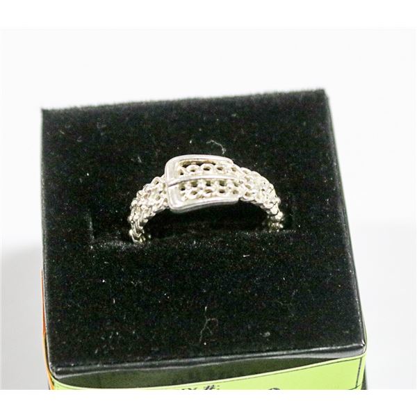 VINTAGE .925 SILVER BELT BUCKLE RING SZ 8
