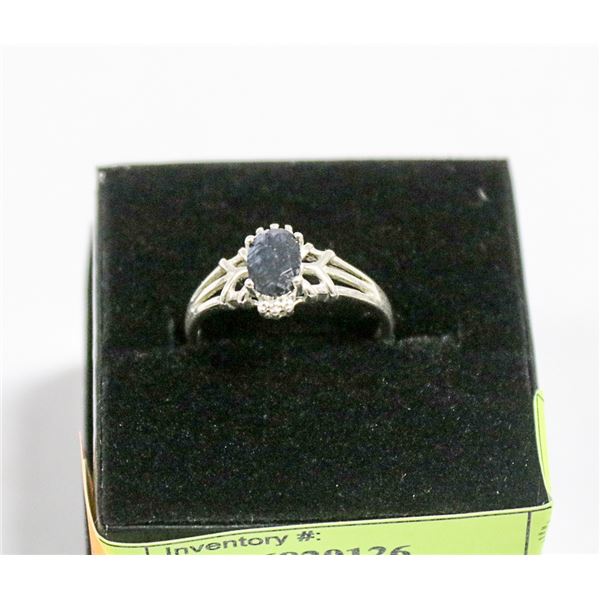 VINTAGE .925 SILVER BLUE SAPPHIRE RING SZ 7