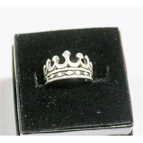 VINTAGE .925 SILVER CROWN RING SZ 4