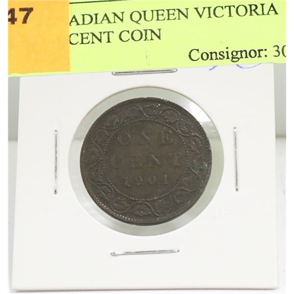 1901 CANADIAN QUEEN VICTORIA LARGE 1 CENT COIN