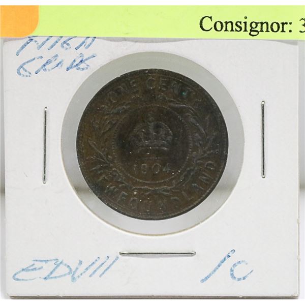 1904H NEWFOUNDLAND EDWARD VII LARGE 1 CENT COIN