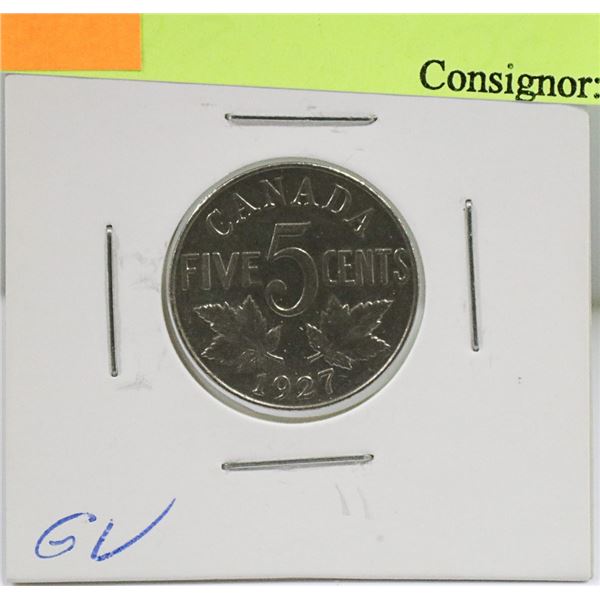 1927 CANADIAN GEORGE V 5 CENT COIN