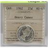 Image 1 : 1962 CANADIAN QEII SILVER 25 CENT COIN ICCS MS-63