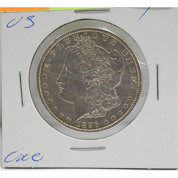 UNCIRCULATED 1896 US MORGAN SILVER DOLLAR