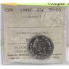Image 1 : SCARCE 1999P CANADIAN 25 CENT COIN CERT ICCS-MS-65