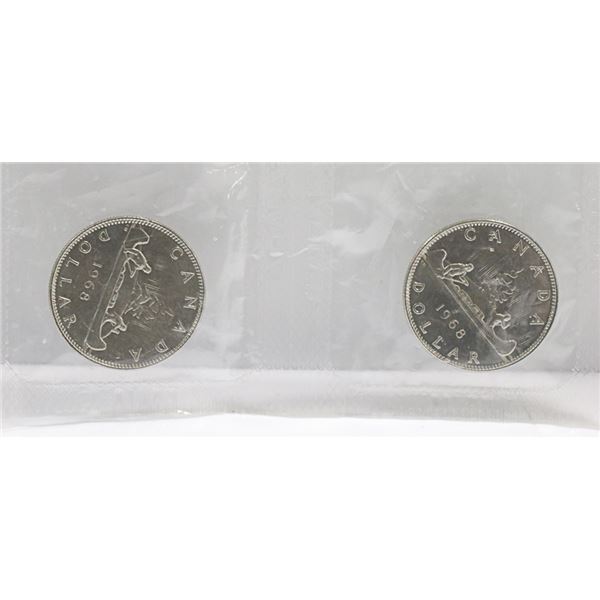 2 BRILLIANT UNC OFFICAL RCM SEALED CANADA 1968