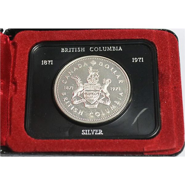 1971 CANADIAN BC COMMEM CASED SILVER DOLLAR COIN