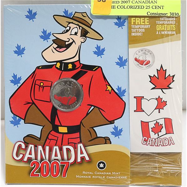UNOPENED 2007 CANADIAN MOUNTIE COLORIZED 25 CENT