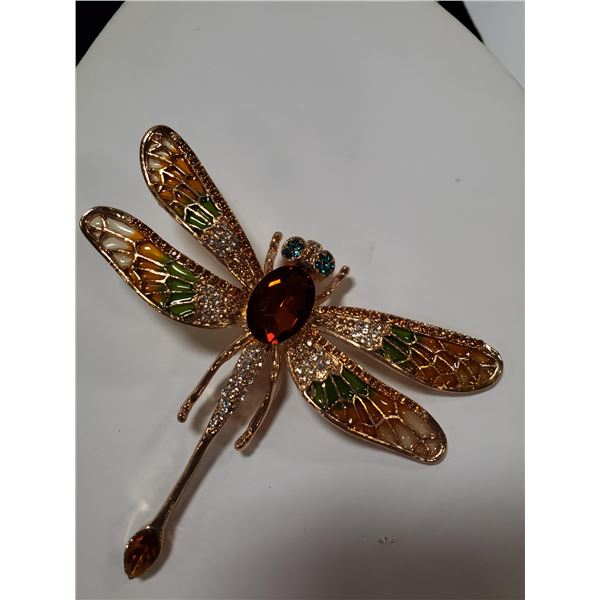 DRAGONFLY RHINESTONE BROOCH