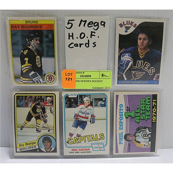 5 X LEGENDS HOFER'S HOCKEY CARDS