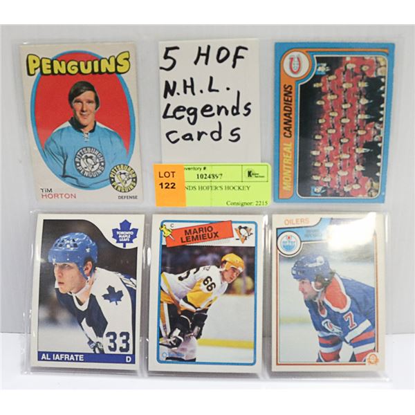 5 X LEGENDS HOFER'S HOCKEY CARDS