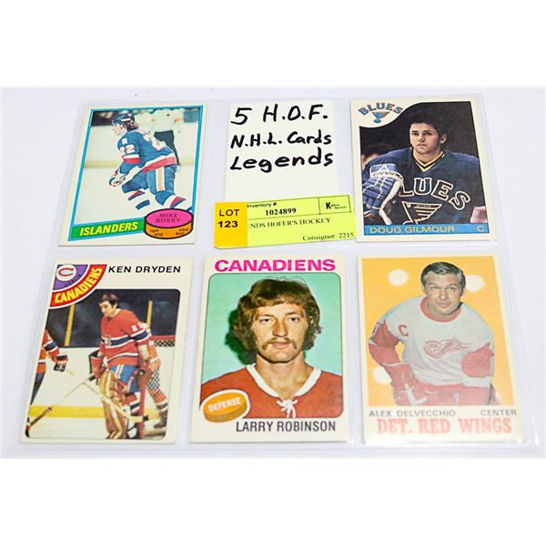5 X LEGENDS HOFER'S HOCKEY CARDS