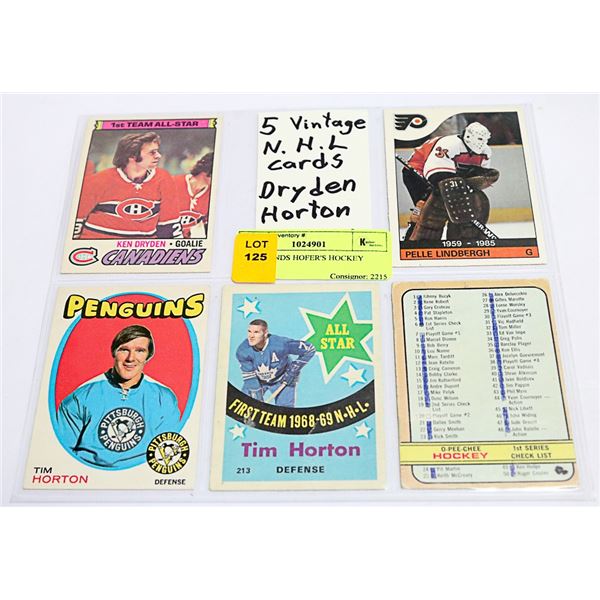 5 X LEGENDS HOFER'S HOCKEY CARDS