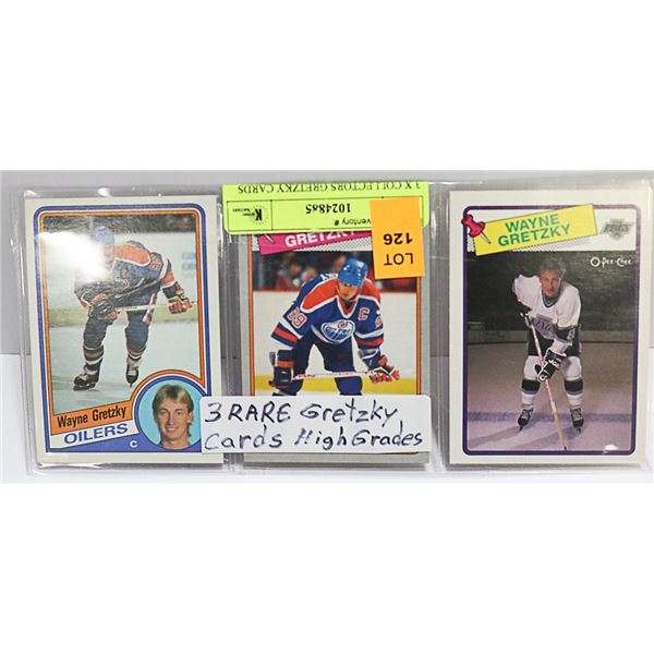 3 X COLLECTORS GRETZKY CARDS 1980'S