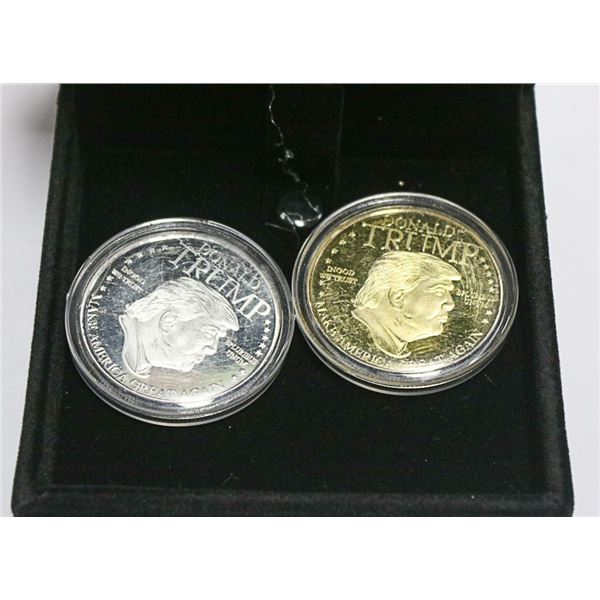 1 SILVER CLAD, 1 GOLD CLAD DONALD TRUMP