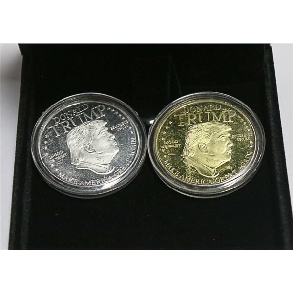 1 SILVER CLAD, 1 GOLD CLAD DONALD TRUMP