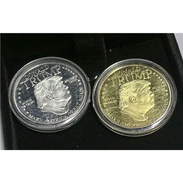 1 SILVER CLAD, 1 GOLD CLAD DONALD TRUMP