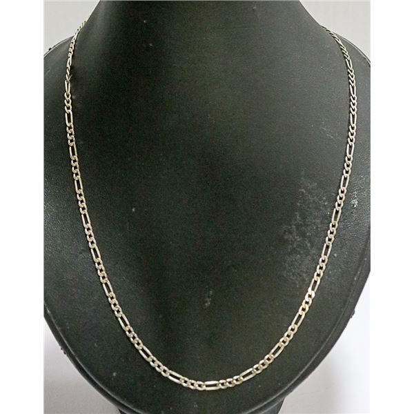 SOLID .925 SILVER ITALIAN FIGARO LINK  CHAIN 20"