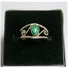 Image 1 : VINTAGE .925  SILVER MALACHITE RING SZ 8