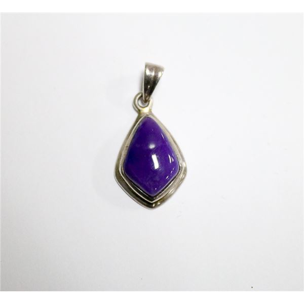 VINTAGE PURPLE JADE PENDANT  SET IN .925 SILVER