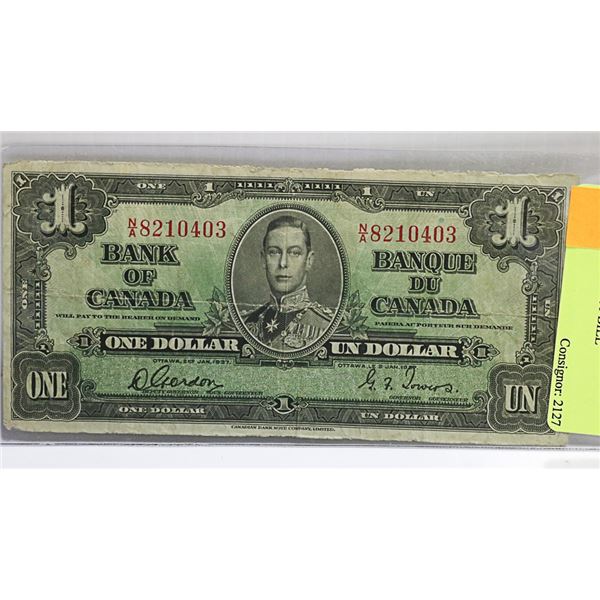 1937 CANADIAN $1 BILL