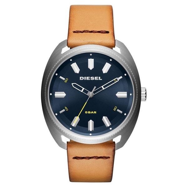 NEW DIESEL BLUE DIAL LEATHER STRAP 44MM MSRP $285