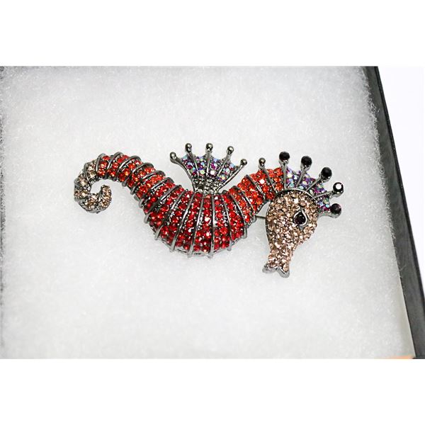 SEAHORSE RHINESTONE BROOCH
