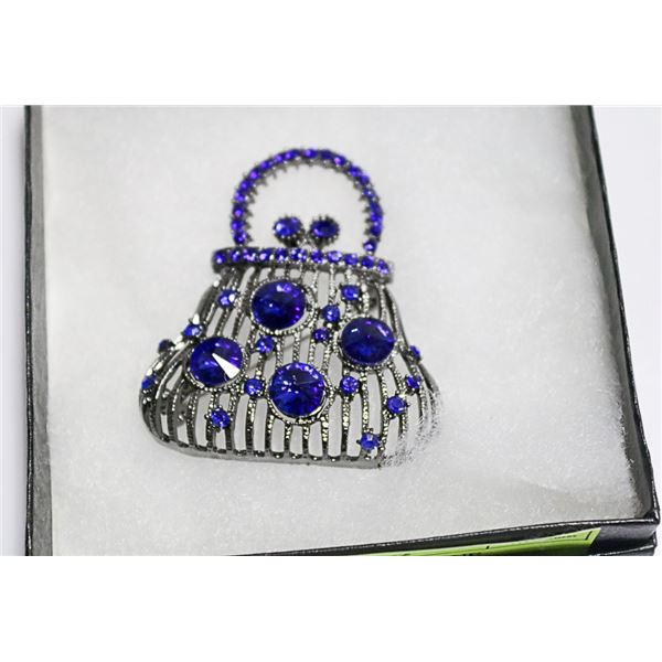 LADIES PURSE RHINESTONE BROOCH