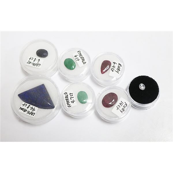 x7 GENUINE RUBY EMERALD SAPPHIRE LAPIS LAZULI