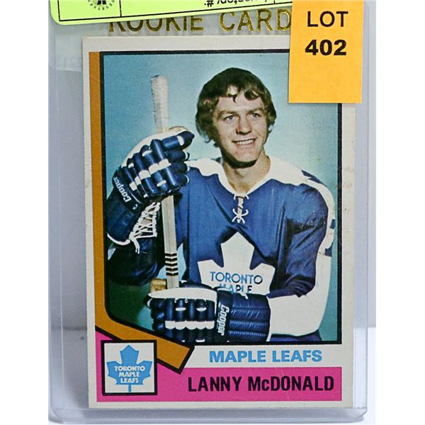 1974-75 O-PEE-CHEE # 168 LANNY MCDONALD RC CARD