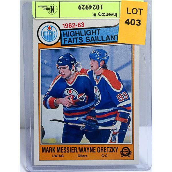 1983-84 O-PEE-CHEE # 23 GRETZKY MESSIER CARD