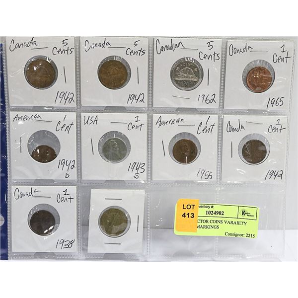 10 COLLECTOR COINS VARAIETY SPECIAL MARKINGS