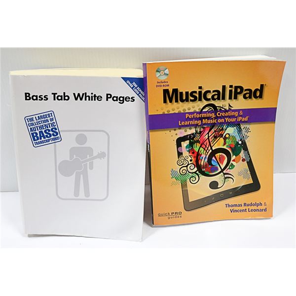 BASS TAB WHITE PAGES AND IPAD MUSIC BOOKS