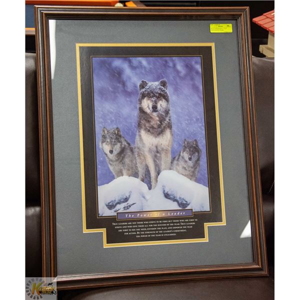WOLF LITHOGRAPH 31" X 24" PROFESSIONAL FRAME