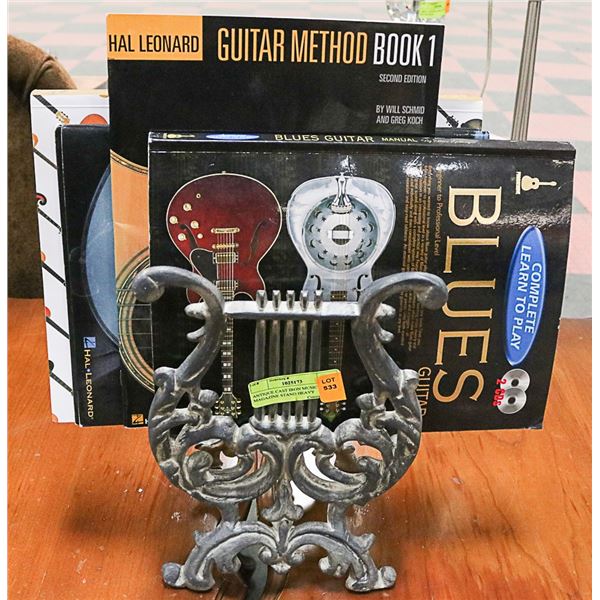 ANTIQUE CAST IRON MUSIC MAGAZINE STAND HEAVY