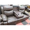 Image 2 : NEW BROWN LEATHERETTE RECLINING DROP DOWN CONSOLE