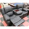 Image 1 : NEW BLACK LEATHERETTE RECLINING DROP DOWN CONSOLE