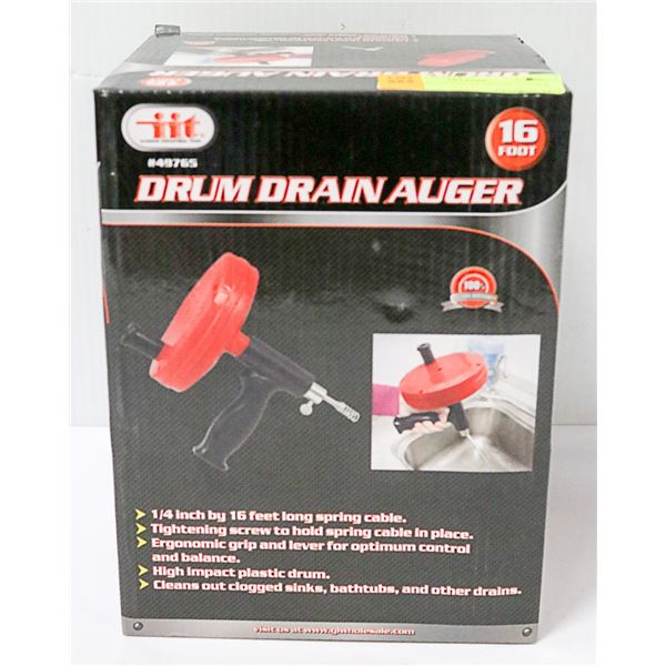 NEW 16 FOOT DRUM DRAIN AUGER