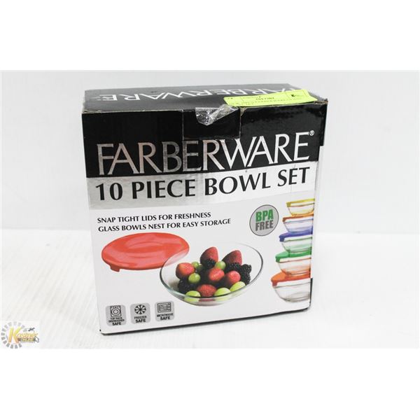 NEW 10PCS FARBERWARE GLASS BOWL SET