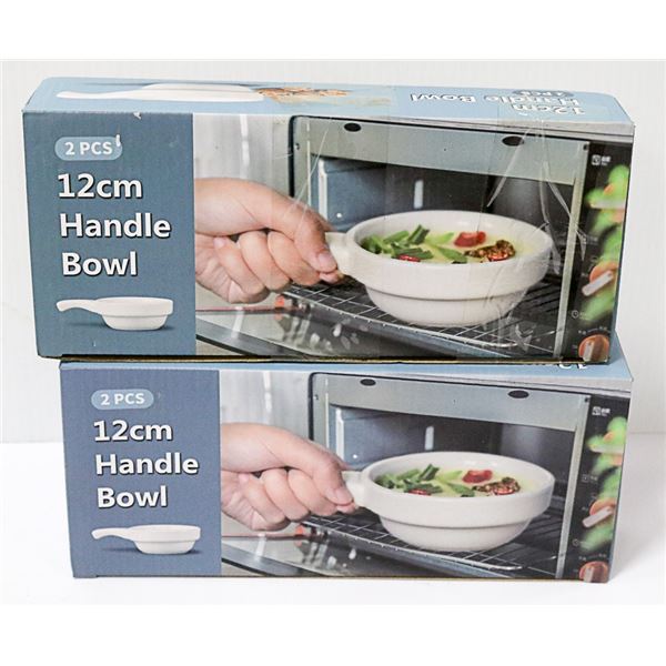 4 NEW SOUP BOWLS WITH HANDLES